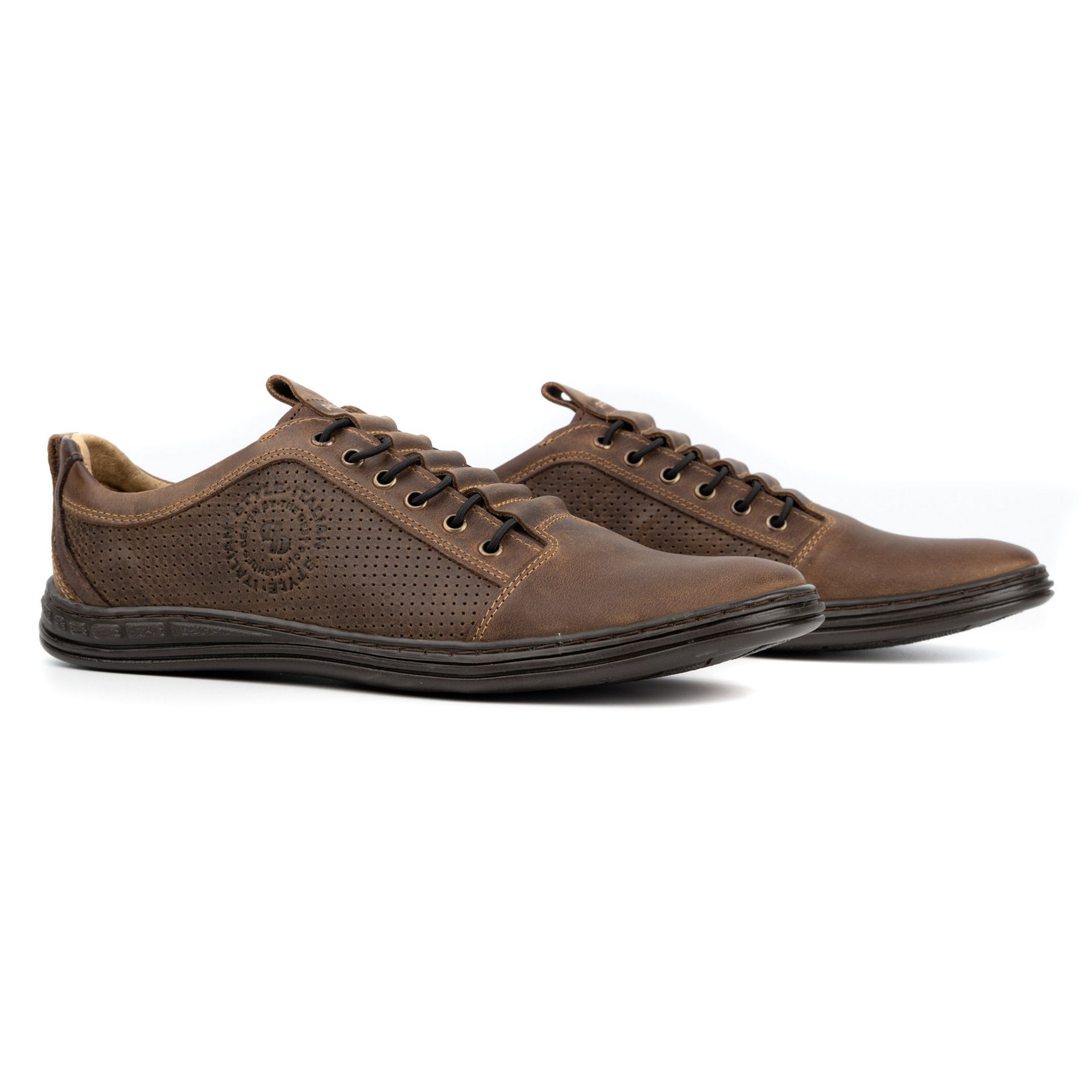 Buty męskie skórzane casual 2121p brązowe - Polbut