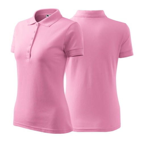 Koszulka różowa polo z logo na sercu damska z nadrukiem logo firmy 200g 210 kolor 30 koszulka polo