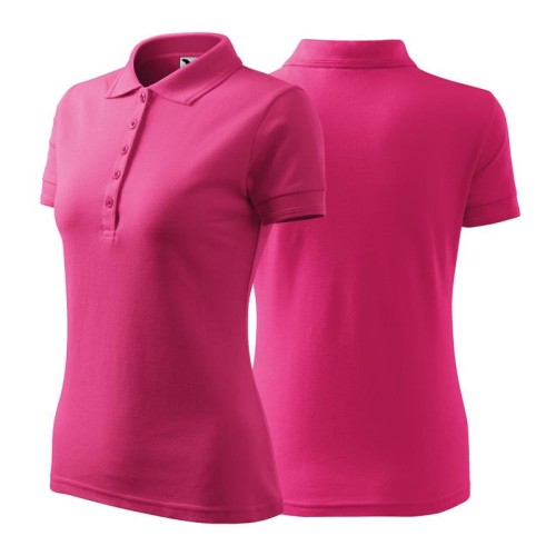 Koszulka czerwień purpurowa polo z logo na sercu damska z nadrukiem logo firmy 200g 210 kolor 40 koszulka polo