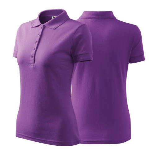 Koszulka fioletowa polo z logo na sercu damska z nadrukiem logo firmy 200g 210 kolor 64 koszulka polo