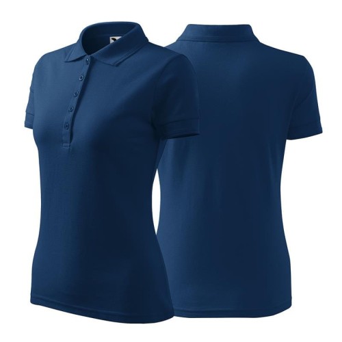 Koszulka ciemnoniebieska polo z logo na sercu damska z nadrukiem logo firmy 200g 210 kolor 87 koszulka polo