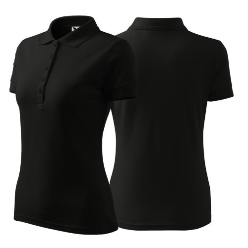Koszulka czarna polo z logo na sercu damska z nadrukiem logo firmy 200g 210 kolor 01 koszulka polo