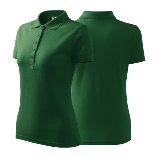 Koszulka zieleń butelkowa polo z logo na sercu damska z nadrukiem logo firmy 200g 210 kolor 06 koszulka polo