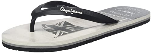 Pepe Jeans Męskie klapki japonki z wielorybem morskim, Czarny, 43 EU
