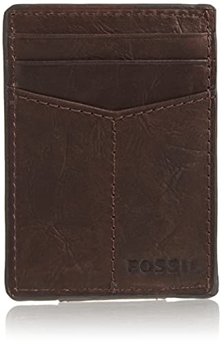 Fossil Męski skórzany portfel na karty magnetyczne – brązowy – jeden rozmiar