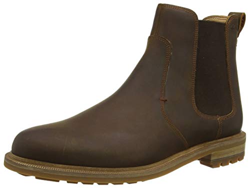 Clarks Męskie buty Foxwell Top Chelsea Boots, Braun Beeswax Leather, 46 EU