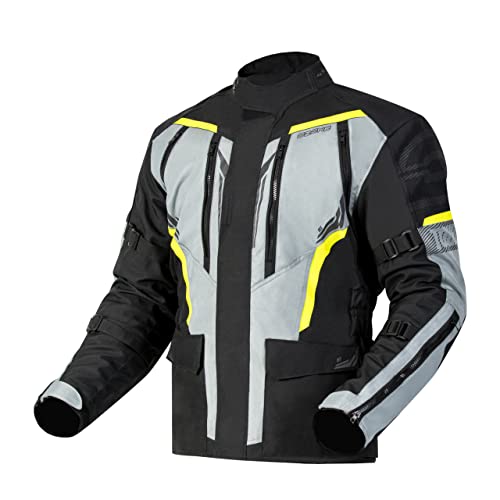 OZONE MOTO Tour III tekstylna kurtka motocyklowa Reissa, wodoodporna membrana Thermolite, wyściółka wewnętrzna, ochraniacze na łokcie i ramiona, 8 kanałów wentylacyjnych