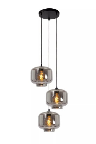 Lucide Medine 46413/13/65 lampa wisząca zwis 3x40W E27 dymiona/szara