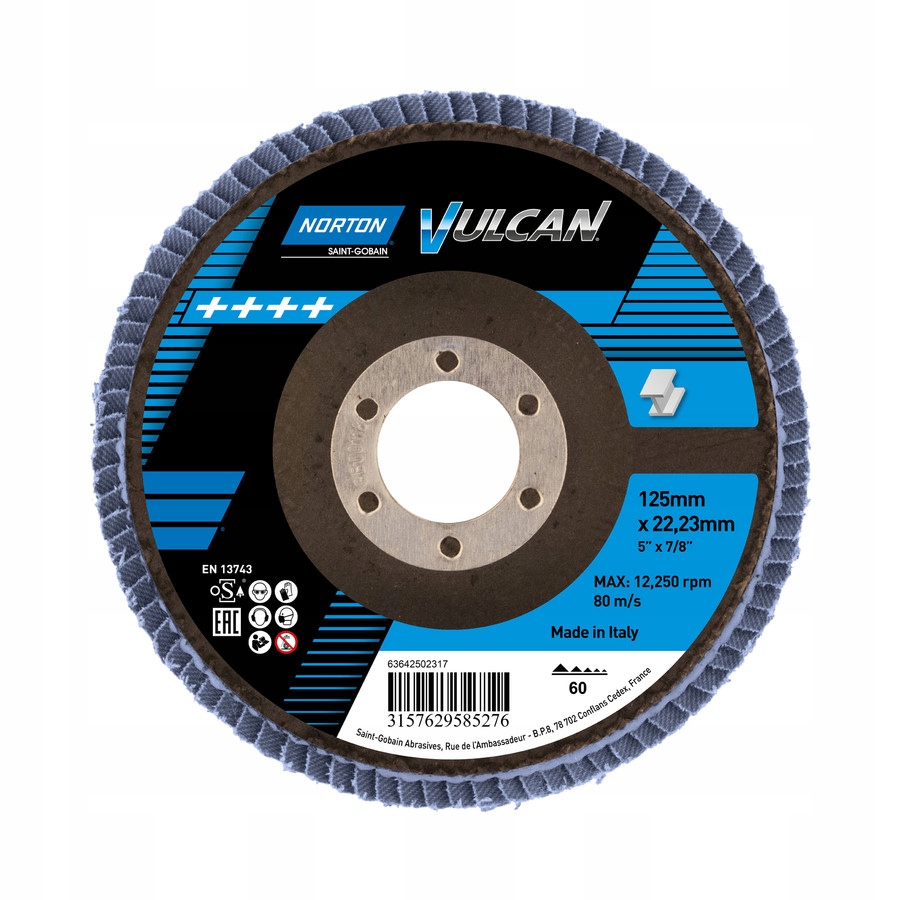 NORTON Tarcza ścierna listkowa 60 Vulcan R842 125 x 22 mm (10 sztuk) 63642502317