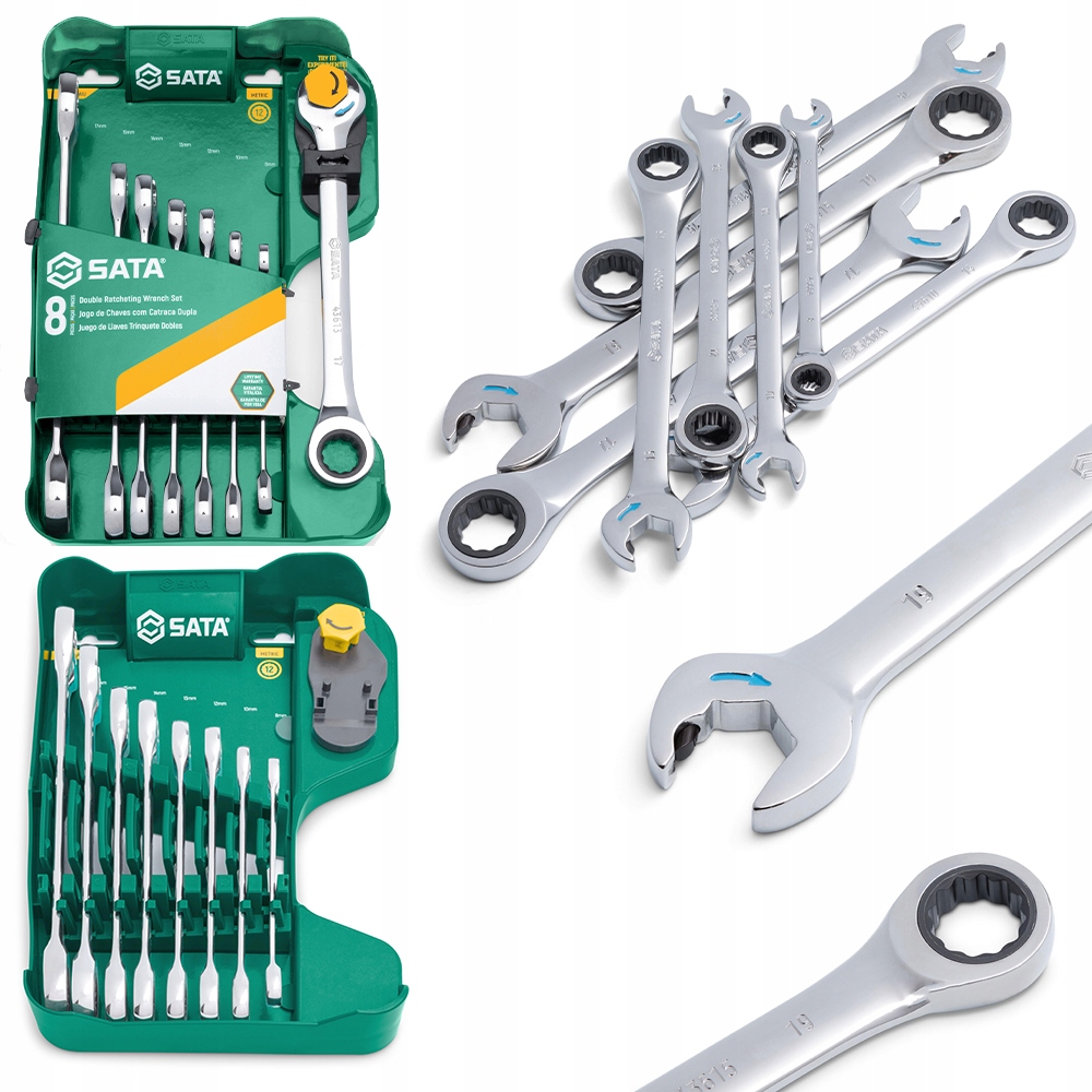 Klucze Płasko-Oczkowe 8Szt.Z Podwójną Grzechotką