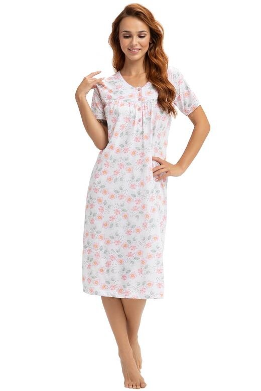 Damska koszula nocna Andrea biała w kwiaty 4XL