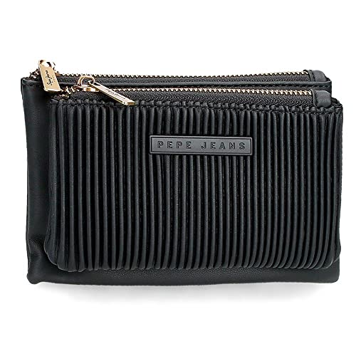 Pepe Jeans Aurora Portfel Neceser Czarny 17x9x2 cms Skóra syntetyczna, czarny, Monedero Neceser, Portfel potrzebny