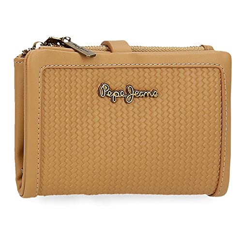Pepe Jeans Lena Portfel z wizytówką Brązowy 14,5x9x2 cms Skóra syntetyczna, Brązowy, Cartera con Tarjetero, Portfel z karty