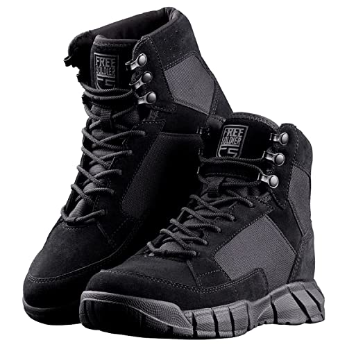 FREE SOLDIER Męskie botki, ultralekkie, wojskowe, taktyczne, do kostek, 15 cm, z koronką do oddychających butów Desert Boots (czarne, 45)