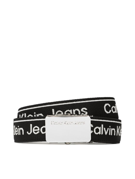 Calvin Klein Jeans Pasek Dziecięcy Logo Taupe Buckle Belt IU0IU00393 Czarny