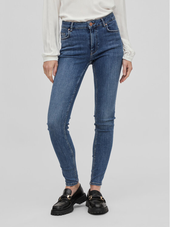 Vila Jeansy 14082132 Niebieski Skinny Fit