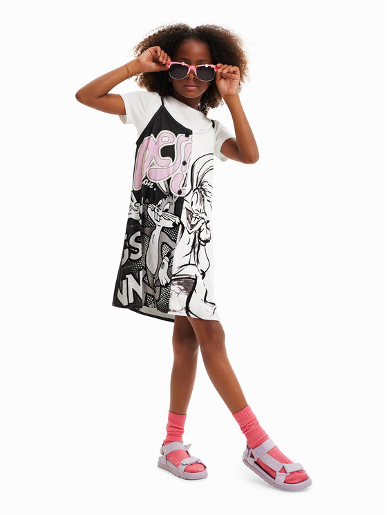 Desigual Sukienka letnia 23SGVW03 Biały Regular Fit