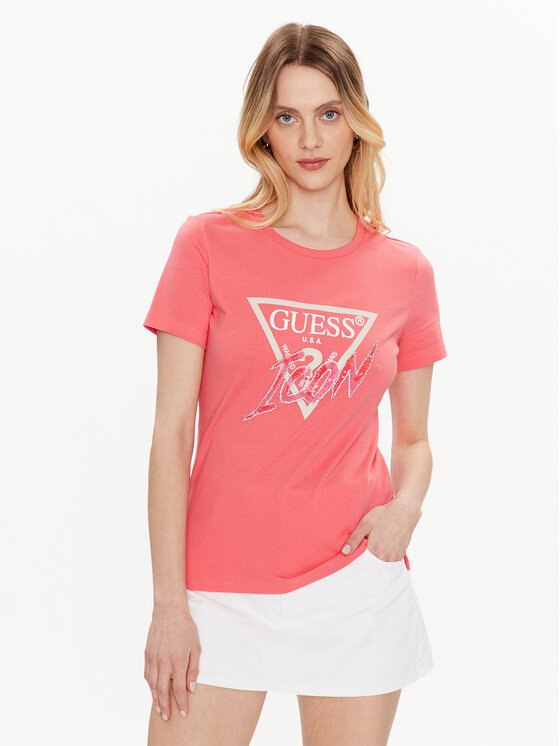 Guess T-Shirt Icon W3GI46 I3Z14 Różowy Regular Fit