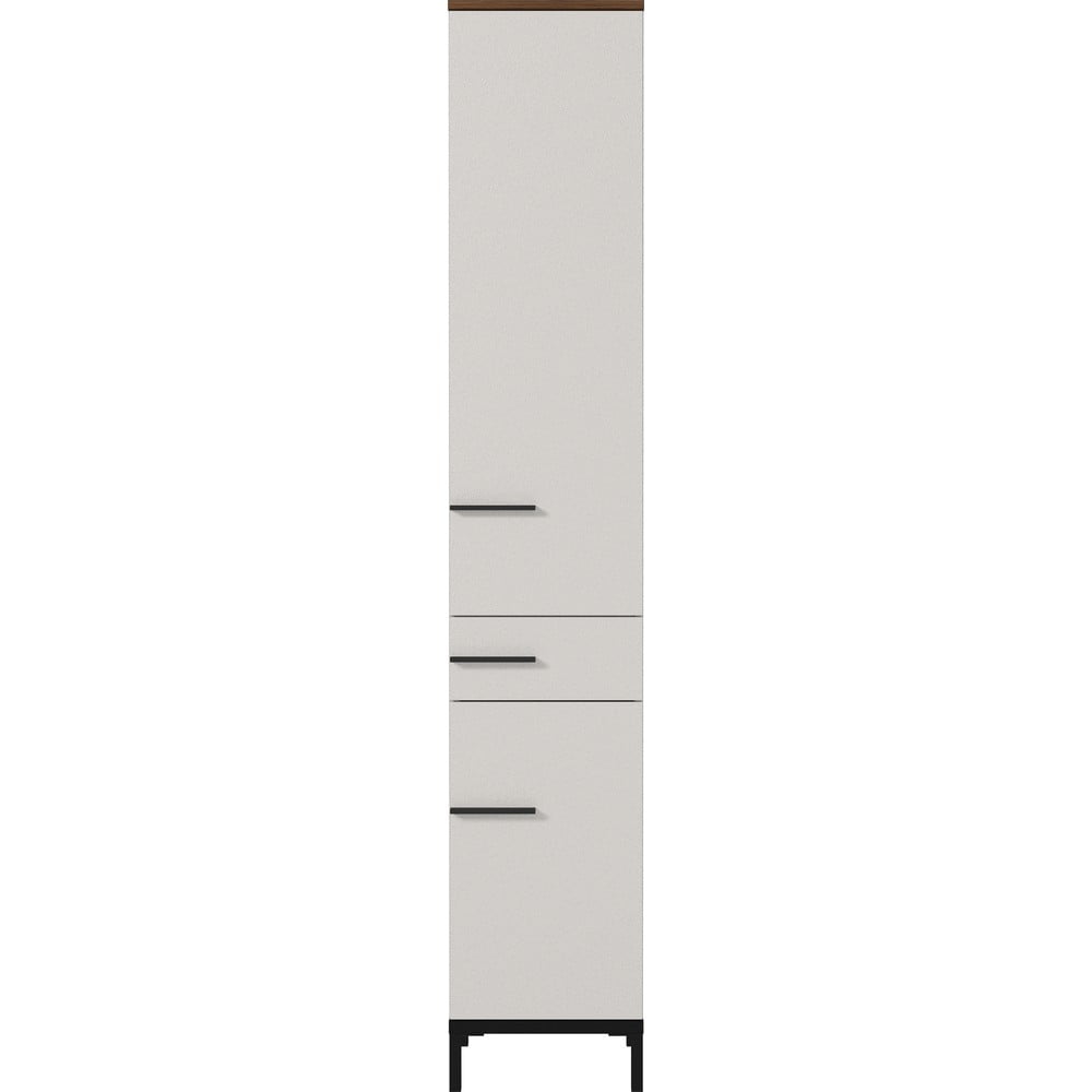 Szarobeżowa wysoka szafka łazienkowa w dekorze orzecha 34x190 cm Yonkers – Germania