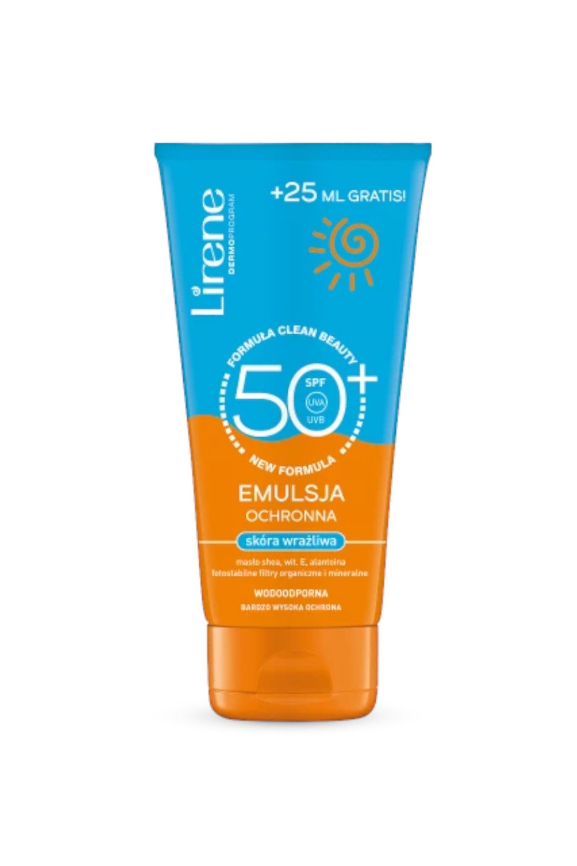 Lirene SUN Emulsja ochronna skóra wrażliwa SPF 50+ 25ml gratis!