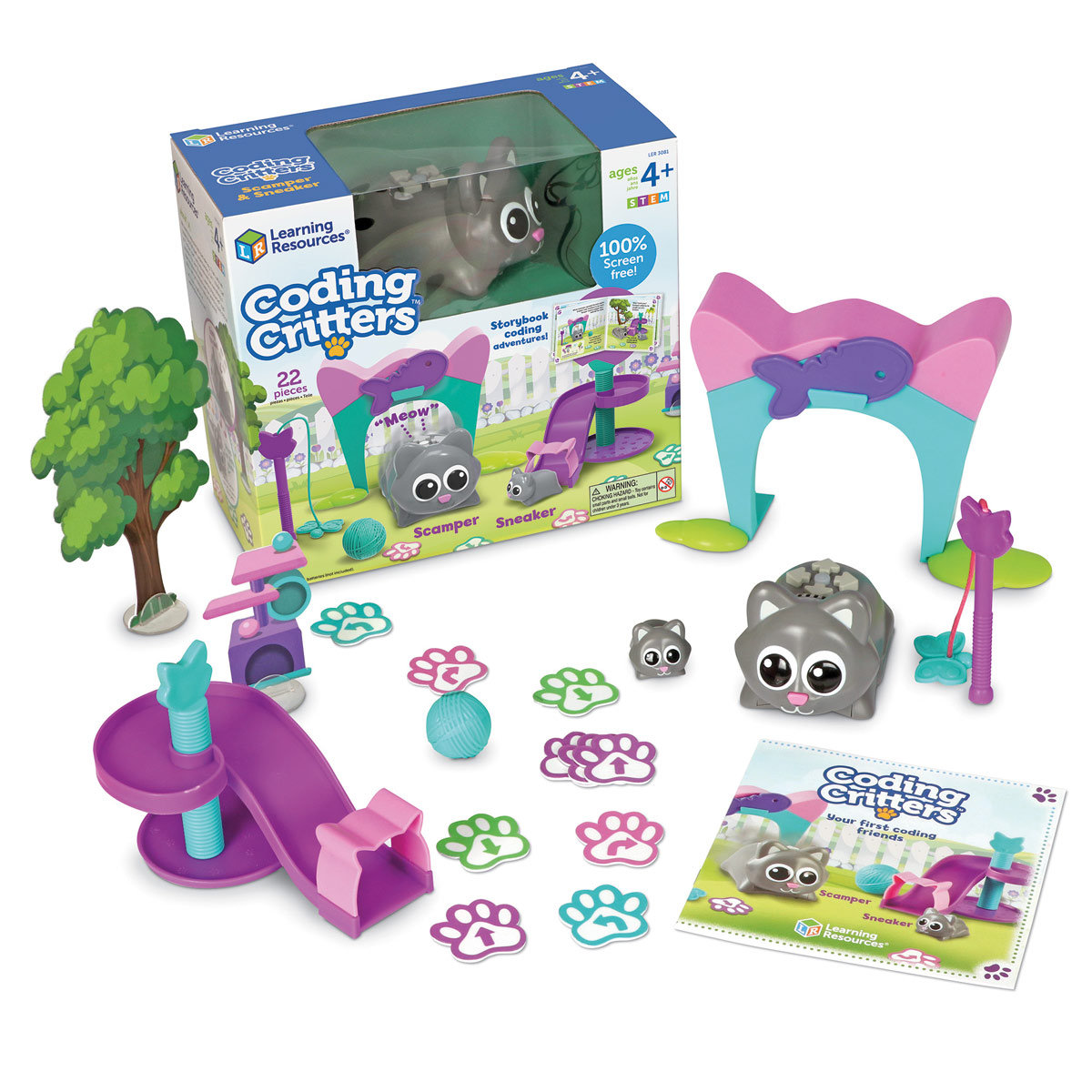 Learning Resources, Coding Critters™ Scamper ,Sneaker, Robot do nauki programowania dla dzieci, Kotek