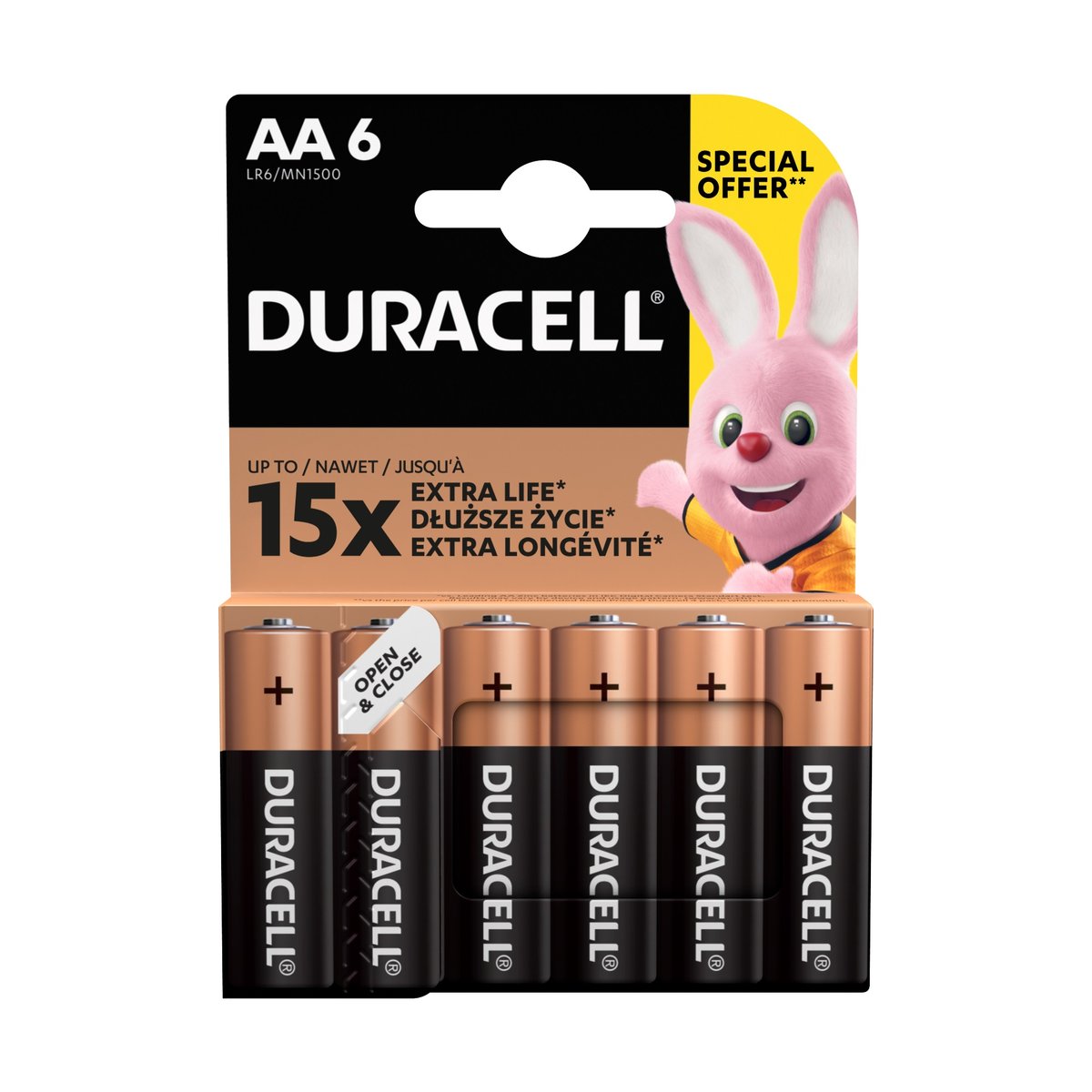 Baterie alkaliczne Duracell AA (R6) 6 szt.