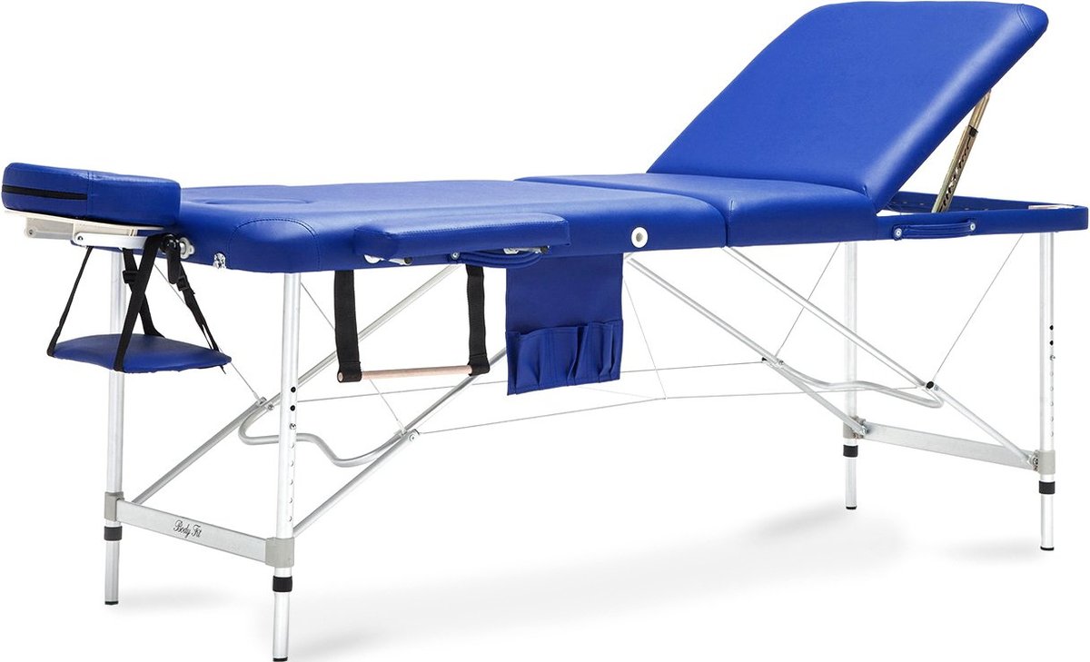 BODYFIT BODYFIT Stół, łóżko do masażu, 3 segmentowe, aluminiowe, niebieskie, 195x70,5 cm