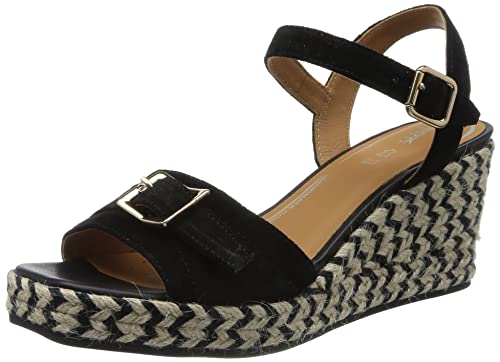 Geox Damskie sandały D PANAREA espadryle Wedge Sandal, czarne, 37,5 EU, czarny, 37.5 EU