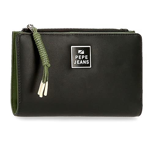 Pepe Jeans BEA Portfel z wizytówką Czarny 17x10x2 cms Skóra syntetyczna, czarny, Cartera con Tarjetero, Portfel z karty