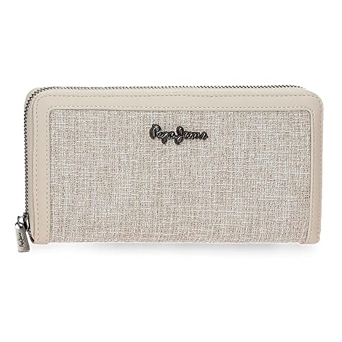 Pepe Jeans Maddie Portfel z kartą Beżowy 19,5x10x2 cms Poliester z syntetyczną skórą, Beis, Billetero con tarjetero, Portfel z wizytówką