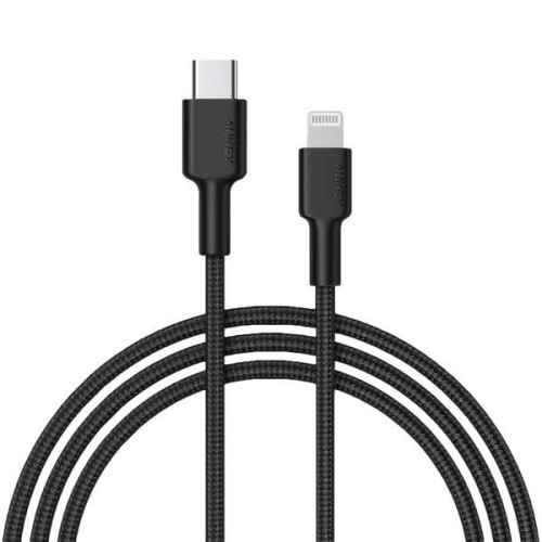 Aukey CB-CL02 NYLONOWY KABEL USB C-LIGHTNING 1.2M CB-CL02 BLACK