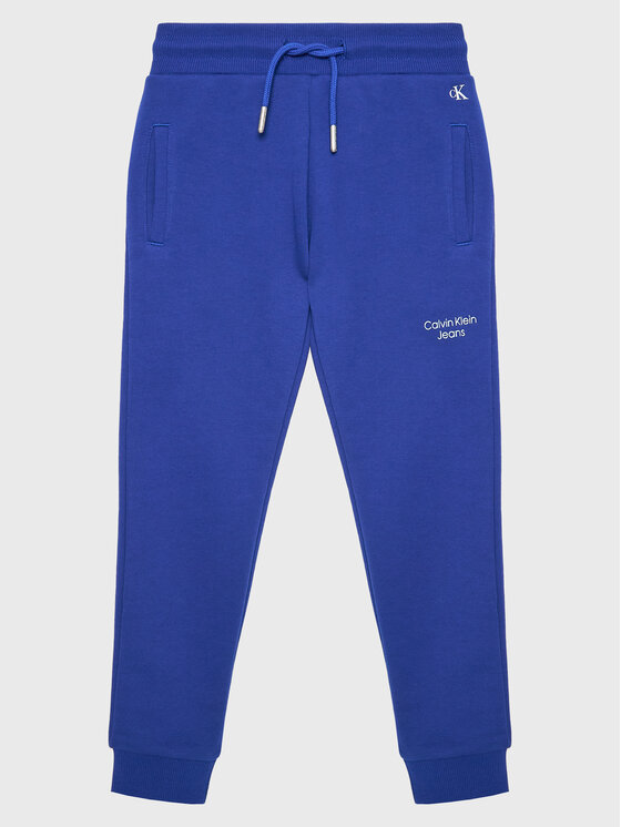 Calvin Klein Jeans Spodnie dresowe Stack Logo IB0IB01282 Granatowy Regular Fit