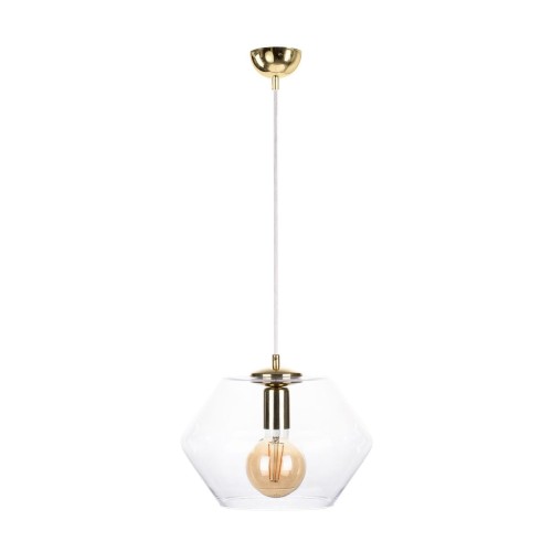 Keter Lighting Eve lampa wisząca 1x60W złoty/szkło przezroczyste 901