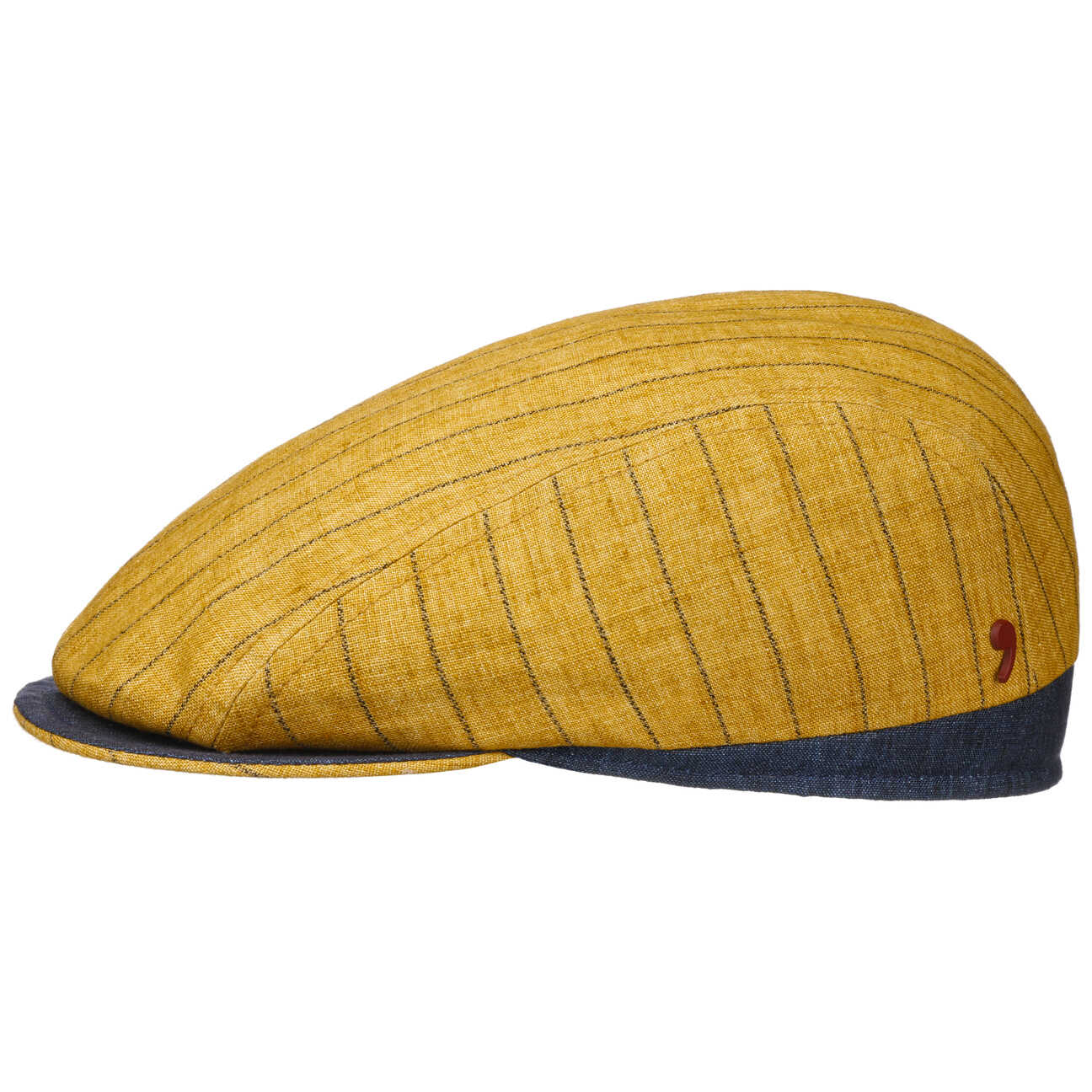 Kaszkiet Lniany Stripes by Alfonso D Este, musztardowy, XL (60-61 cm)