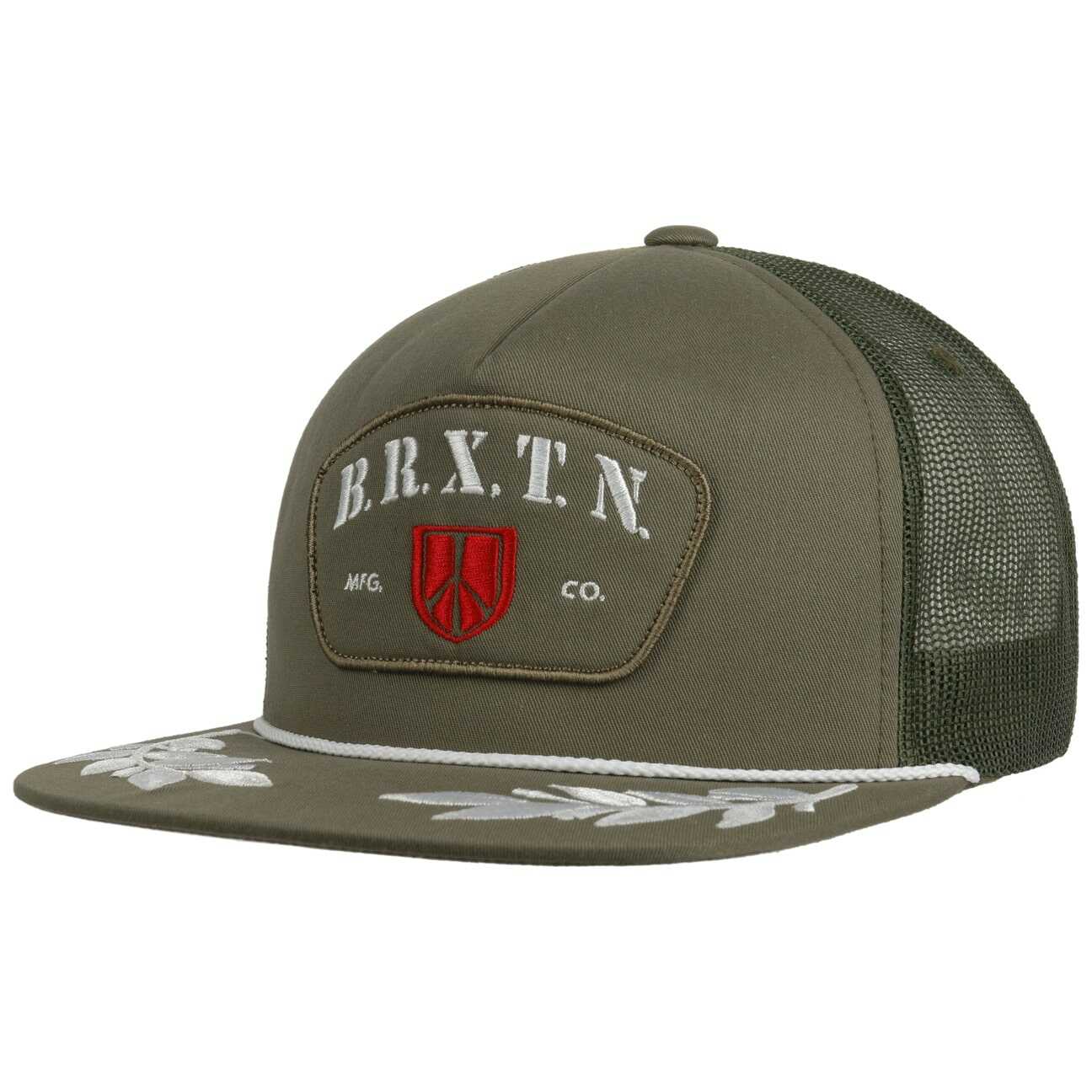 Peace Shield MP Trucker Cap by Brixton, oliwkowy, One Size