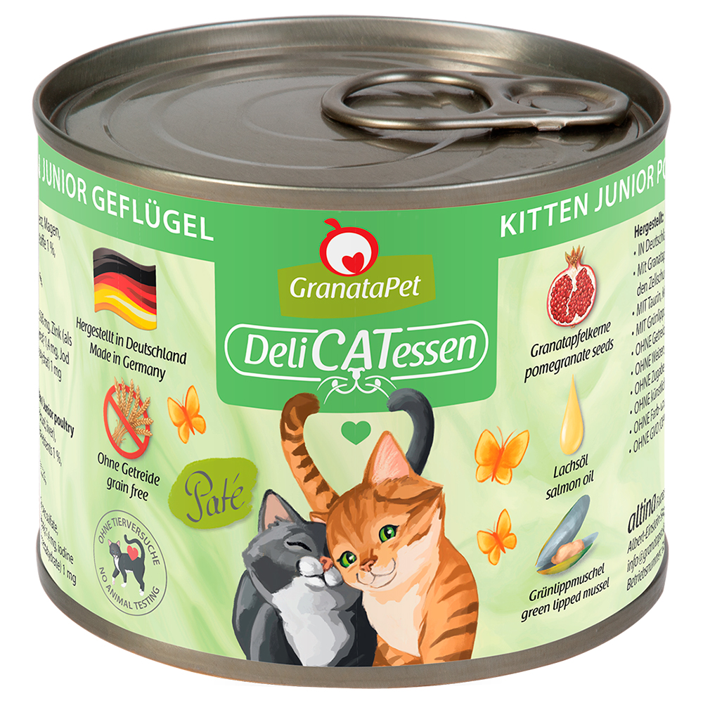 20 + 4 gratis! GranataPet DeliCatessen, 24 x 200 g - Kitten, drób