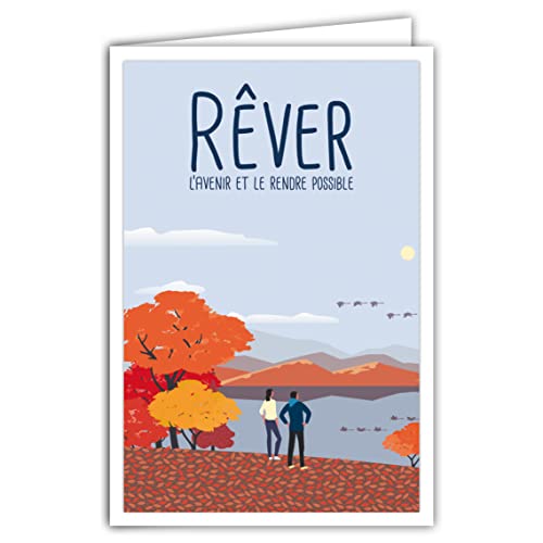 Afie 69-4353 Karta NOWAJ przyszłość i umożliwiaj jej dzięki kopercie - Format plakatu Mini 17x11,5cm Retro Styl Vintage Ilustracja Grafika - Para drzew Jesień Migracja Ptaki