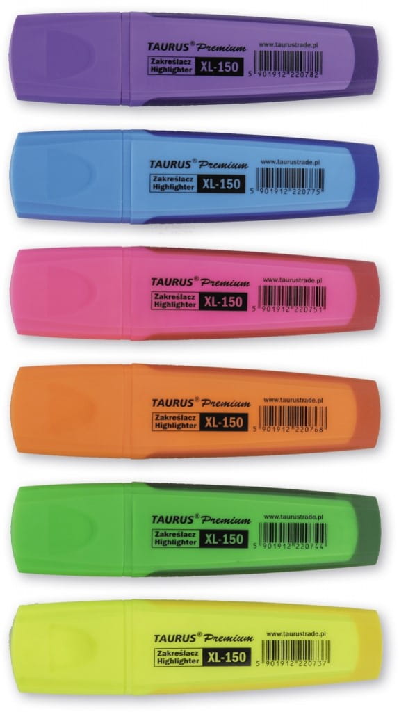 Zakreślacz TAURUS XL-150 z gumowym uchwytem, zielony, 1 szt.