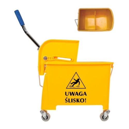 Wózek jednowiaderkowy z prasą 20l żółty MEDICLEAN /IM-SPR-0400/