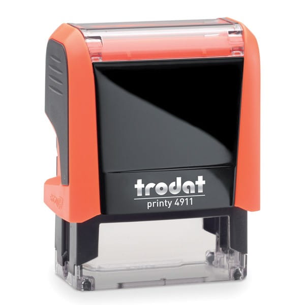 Pieczątka automat TRODAT 4911 pomarańczowa neonowa - poduszka czarna 38x14mm