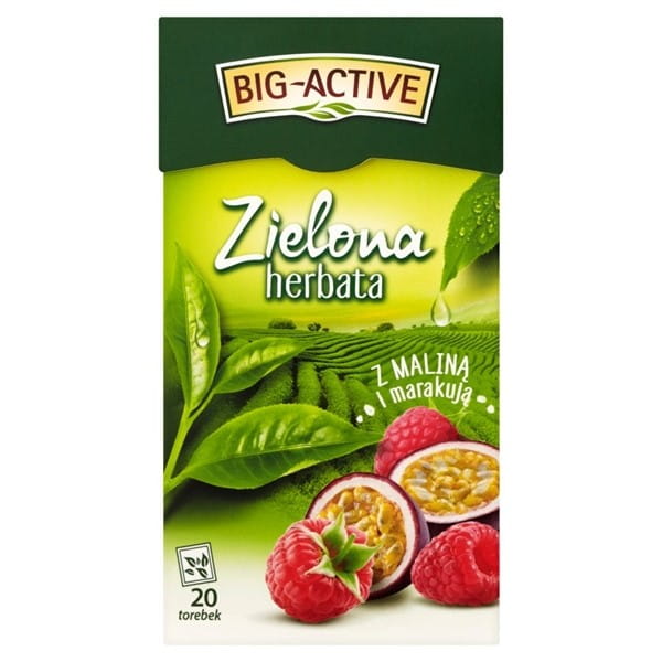 Herbata zielona ekspresowa malina z marakują BIG-ACTIVE 20szt.