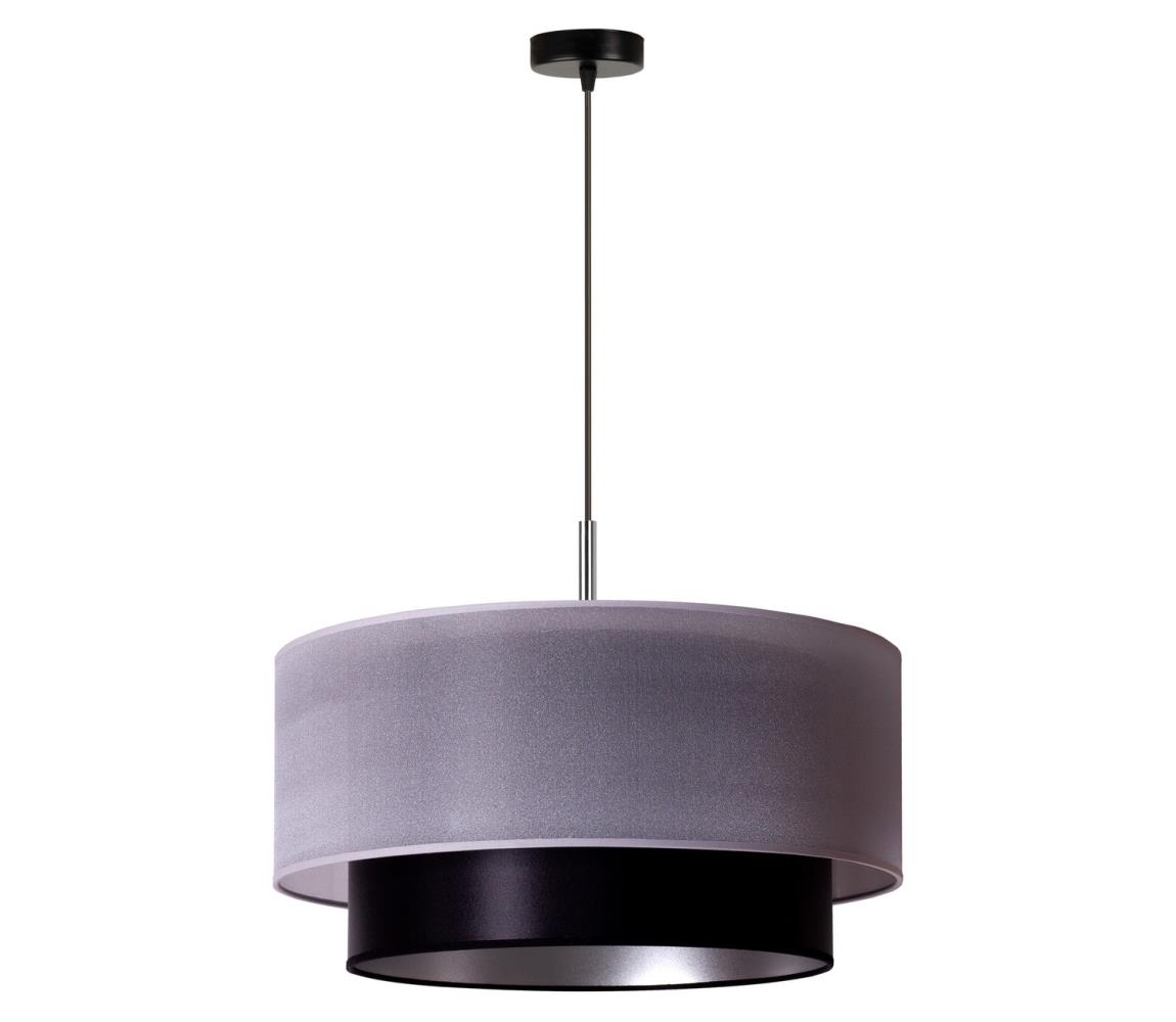 Duolla - Żyrandol na lince NANTES 1xE27/15W/230V śr. 45 cm srebrny/czarny