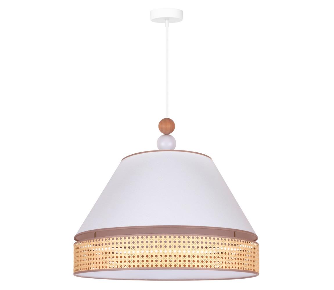 Duolla - Żyrandol na lince AVIGNON 1xE27/15W/230V śr. 50 cm biały/rattan