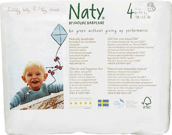 Naty NATURE BABYCARE Ekologiczne Pieluchomajtki 4 (8-15Kg) 22 Szt