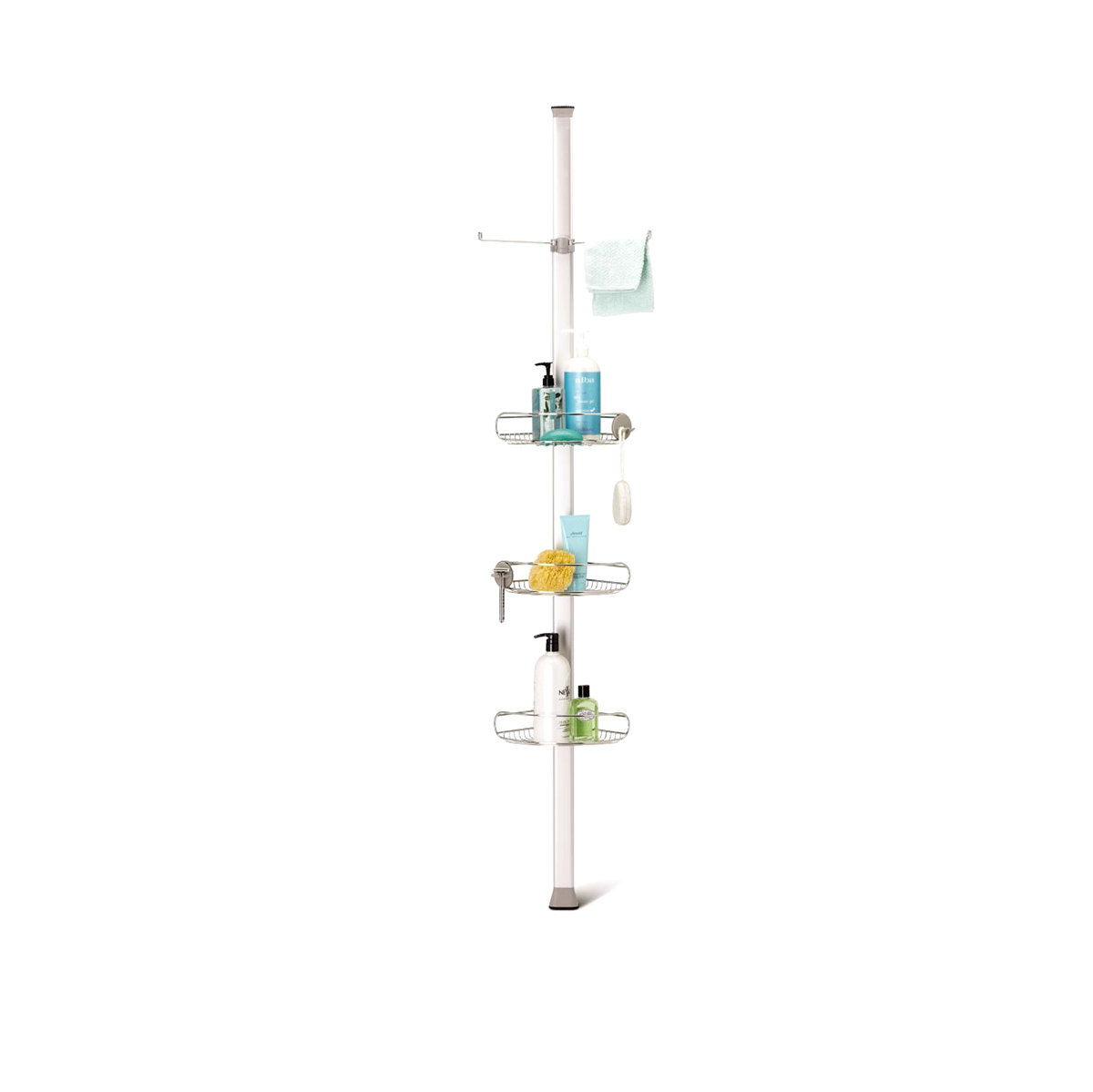 Stojak regulowany prysznicowy SIMPLEHUMAN, 32,3x22,1x274 cm, srebrny