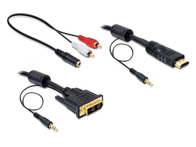 Kabel DVI-D [18+1] - HDMI - 3.5 mm miniJack DELOCK, 2 m