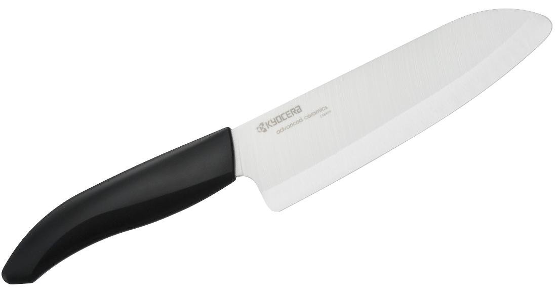 Kyocera Kuchenny nóż ceramiczny szefa kuchni, czarna rączka Santoku 16 cm