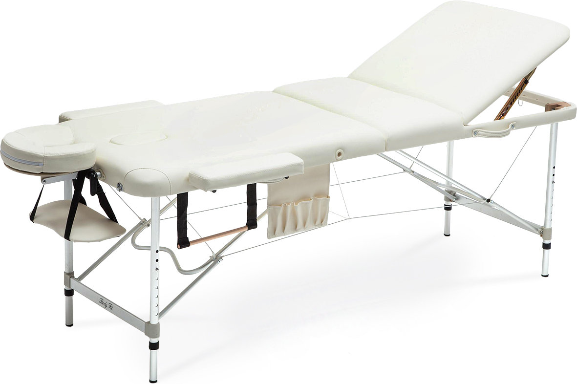 BODYFIT BODYFIT Stół, łóżko do masażu, 3 segmentowe, aluminiowe, beżowe, 195x70,5 cm