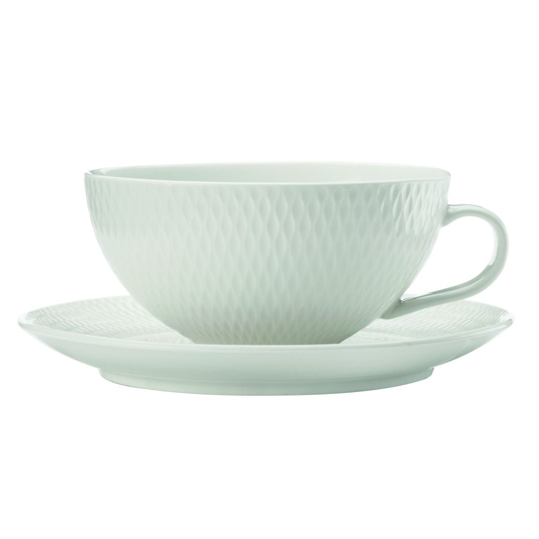 Biała porcelanowa filiżanka ze spodkiem Maxwell & Williams Diamonds, 250 ml