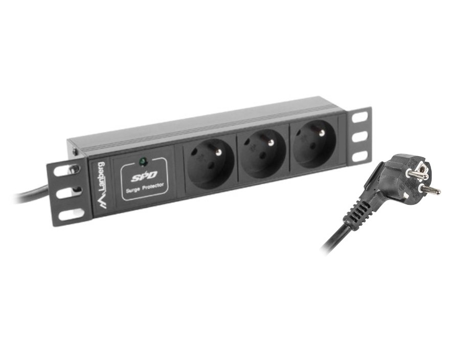 Lanberg Lanberg listwa zasilająca Rack PDU 10 1U 10A 3x 230v PL 2m czarna (PDU-03E-0200-IEC-BK)